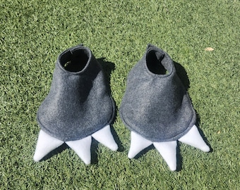 Cubrezapatos con forma de pies de dinosaurio, pies de disfraz de dinosaurio de felpa para niños y adultos, disfraz de dinosaurio de Halloween, pies de mascota