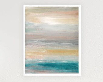 Printable Coastal Painting, Abstract Seascape Wall Art, Nautical Ocean Modern Wall Decor, Blue Gray Calming Art Print, Instant Download Gift