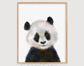 Baby Panda Portrait, Printable Woodland Animals, Cute Watercolor Animals Nursery Art, Instant Download Wall Art, Kids, Baby Room Wall Decor