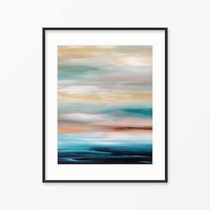 Coastal Art Print, Blue Gray Beige Printable Wall Art, Abstract Ocean Seascape Printable Painting, Instant Digital Download Wall Decor, Gift