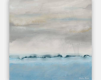 Abstract Seascape Art Print, Blue Gray Coastal Canvas Wall Art