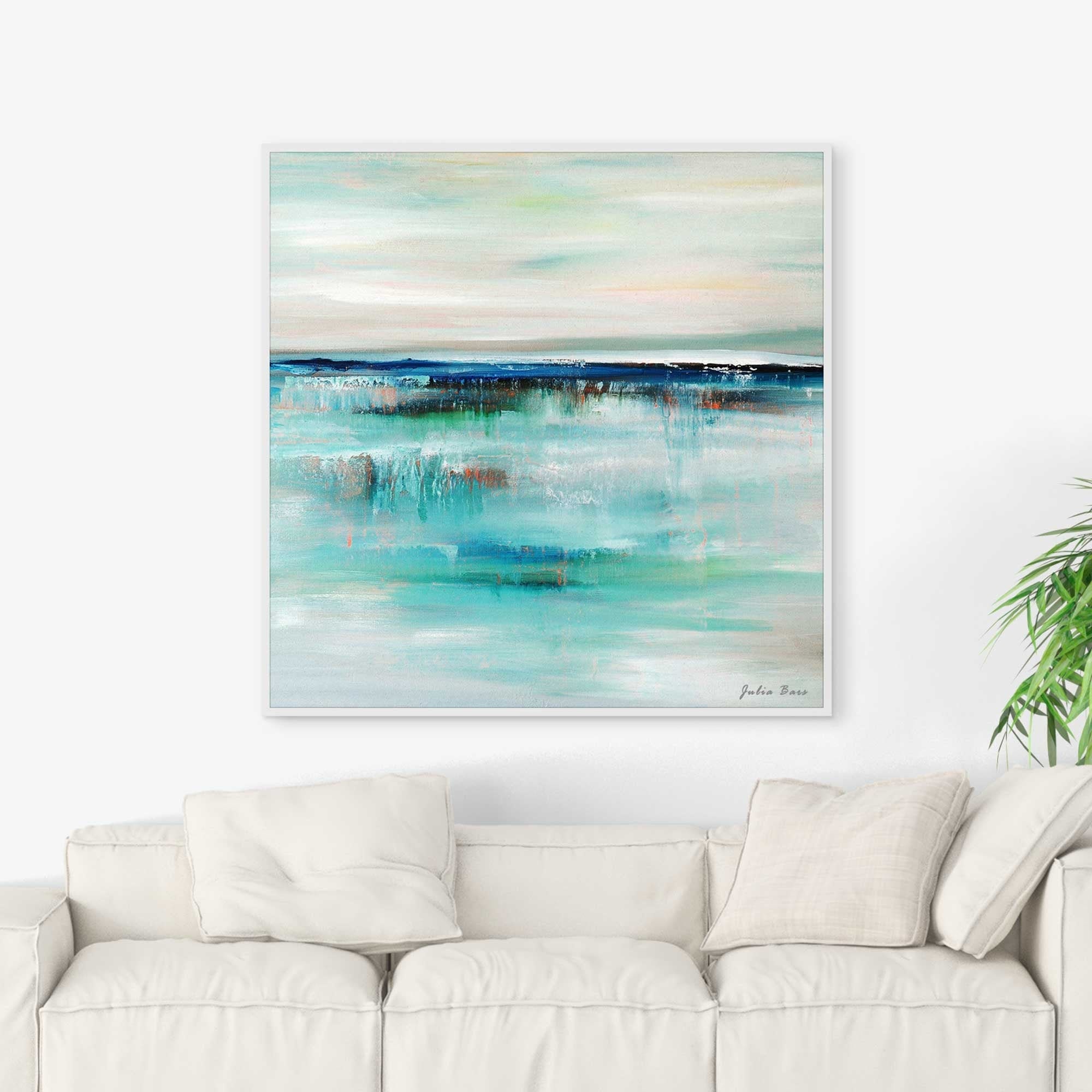 gift for him Original coastal Abstract seascape painting Modern artwork on paper