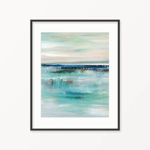 Abstract Coastal Art Print, Blue, Teal Ocean, Printable Seascape Wall Art