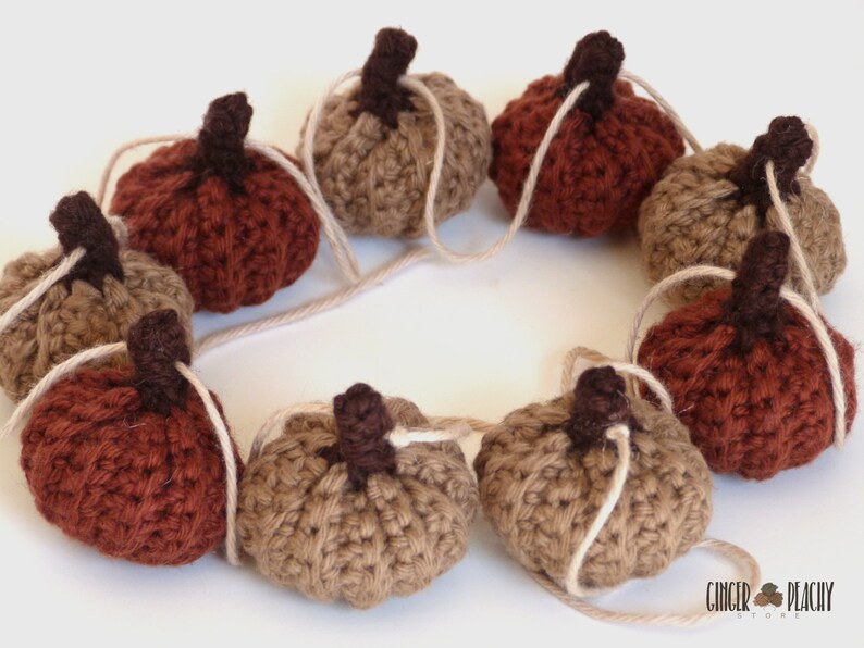 DIGITAL PATTERN Rustic Mini Pumpkin Garland with Beads Crochet Pattern image 4