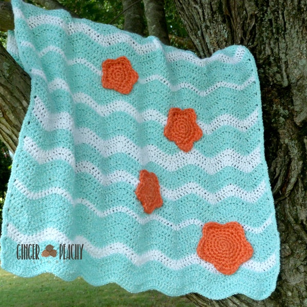 DIGITAL PATTERN Surf & Sea Star Baby Blanket Crochet Pattern