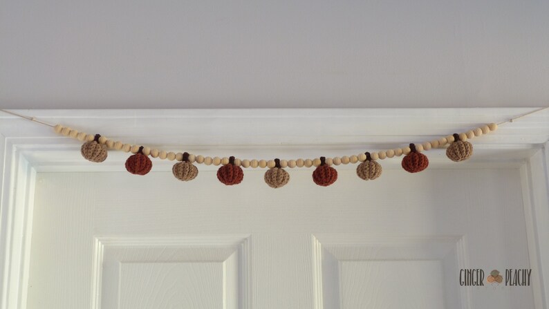 DIGITAL PATTERN Rustic Mini Pumpkin Garland with Beads Crochet Pattern image 3