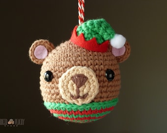 DIGITALE HÄKELANLEITUNG Teddy Elf Bär Weihnachtsschmuck Häkelanleitung