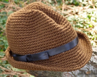 DIGITAL PATTERN Snappy Fedora (3 Sizes) Crochet Pattern and Hat Clip Tutorial