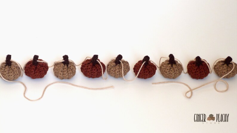 DIGITAL PATTERN Rustic Mini Pumpkin Garland with Beads Crochet Pattern image 6