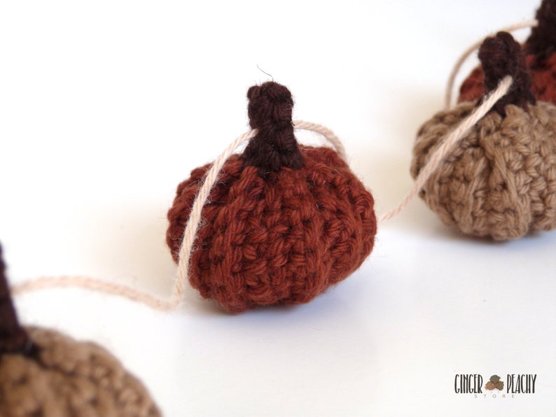 DIGITAL PATTERN Rustic Mini Pumpkin Garland with Beads Crochet Pattern image 8