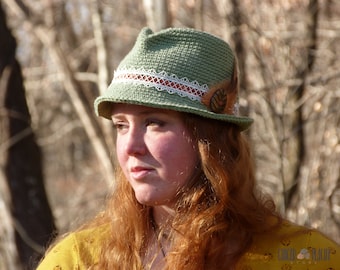 DIGITAL PATTERN Snappy Fedora (3 Sizes) Crochet Pattern and Hat Clip Tutorial