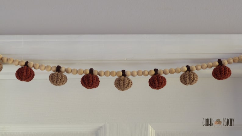 DIGITAL PATTERN Rustic Mini Pumpkin Garland with Beads Crochet Pattern image 2