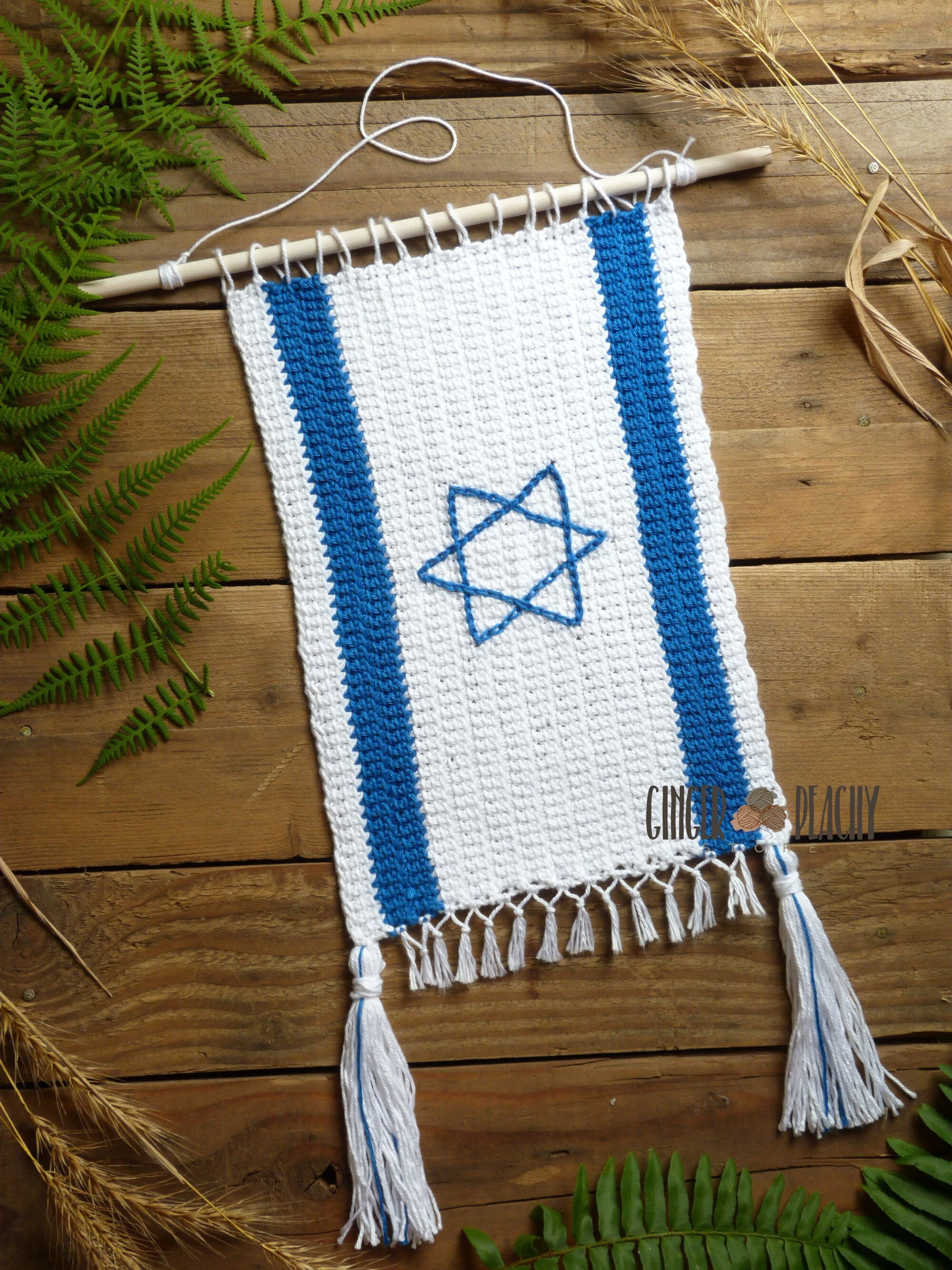 CROCHET PATTERN Flag of Israel Wall Hanging Wall Decor Etsy