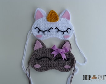 DIGITAL PATTERN Cat & Unicorn Sleep Masks Crochet Pattern
