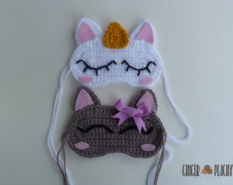 DIGITAL PATTERN Cat & Unicorn Sleep Masks Crochet Pattern