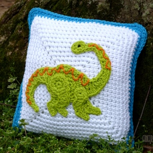 DIGITAL PATTERN Diplodocus Dinosaur Mini Pillow Crochet Pattern