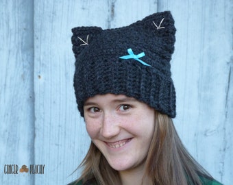 DIGITAL PATTERN Sassy Cat Beanie Crochet Pattern