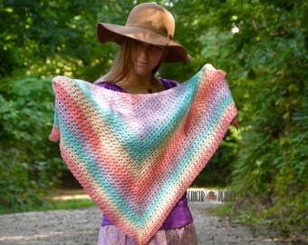 DIGITAL PATTERN Ambrosia Sunrise Triangle Scarf Shawl Crochet Pattern