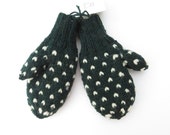 Kids Thrummed Mittens Hand Knit Wool Forest Green Thrum