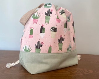 Knitting Project Bag | Yarn Organizer | Drawstring Bag | Crochet Project Bag | Large Knitting Bag | Knitting Tote | Craft Bag Organizer