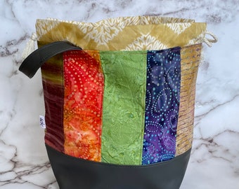 Knitting Project Bag | Yarn Organizer | Drawstring Bag | Crochet Project Bag | Large Knitting Bag | Knitting Tote | Craft Bag Organizer