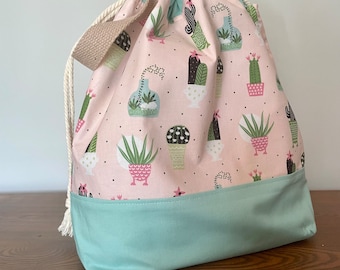 Knitting Project Bag | Yarn Organizer | Drawstring Bag | Crochet Project Bag | Large Knitting Bag | Knitting Tote | Craft Bag Organizer