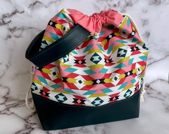 Knitting Project Bag | Yarn Organizer | Drawstring Bag | Crochet Project Bag | Large Knitting Bag | Knitting Tote | Craft Bag Organizer