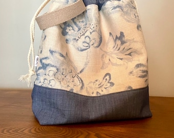 Knitting Project Bag | Yarn Organizer | Drawstring Bag | Crochet Project Bag | Large Knitting Bag | Knitting Tote | Craft Bag Organizer