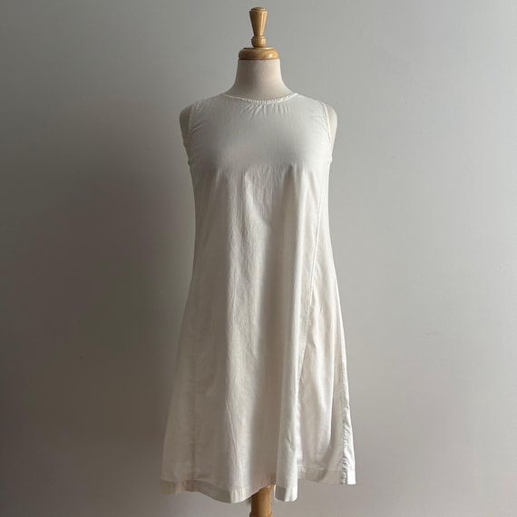 Vintage Antique White Cotton Nightgown French Seam Rustic Shift Dress