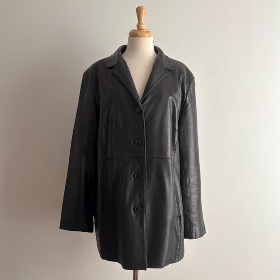 Vintage Y2K DANIER Black Leather Oversized Jacket L