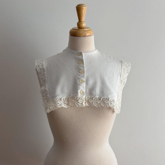 Vintage Cotton & Lace Square Collar Yoke with Buttons Detachable Accessory