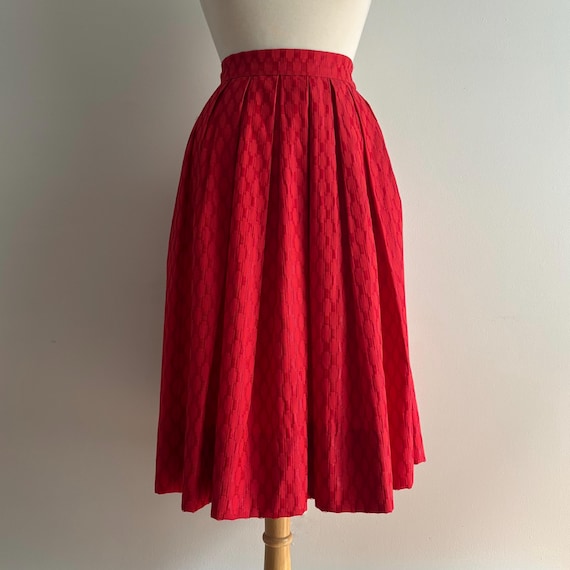 Vintage Red Woven High Waist Skirt - 1950s Style - 25" Waist