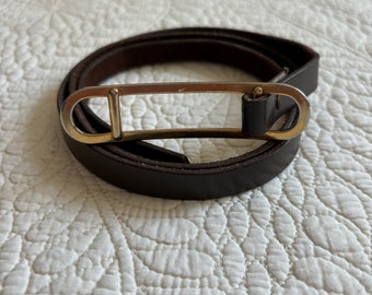 Vintage Skinny Brown Leather Belt