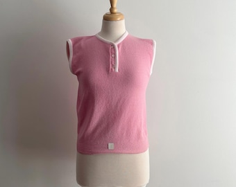 Vintage 1960s Pink Sleeveless Bucaroni Knit Top Sweater / 36 bust