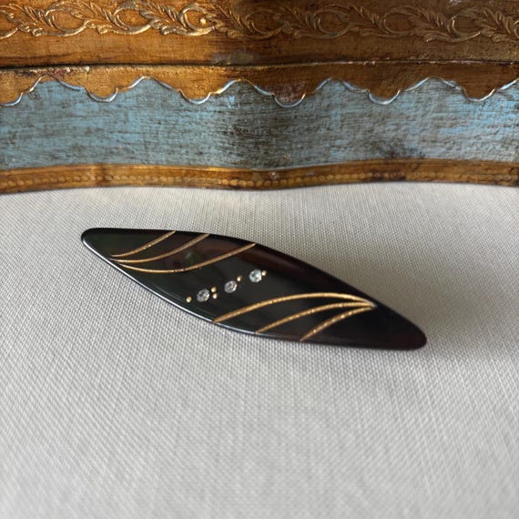 Vintage Early Plastic Faux Tortoiseshell Art Deco Brooch