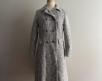 Vintage 60s Baby Blue Belted Jacket: White Leather Accents, Sz M/L