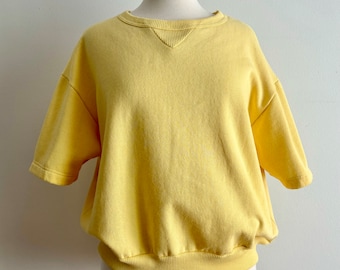 Vintage 80s Banana Milk Yellow Oversized Sweatshirt Top XL