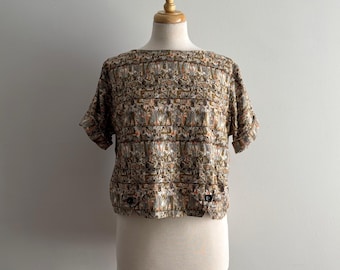 Vintage 1950s Egyptian Revival Novelty Print Top
