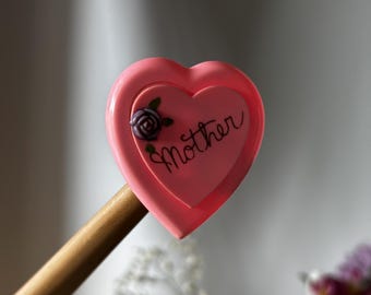 Vintage Early Plastic Mother Pink Heart Brooch with Secret Compartment!
