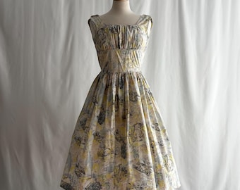 Vintage 1960s BOBBIE BROOKS Pastel Novelty Print Dress / 25 Waist