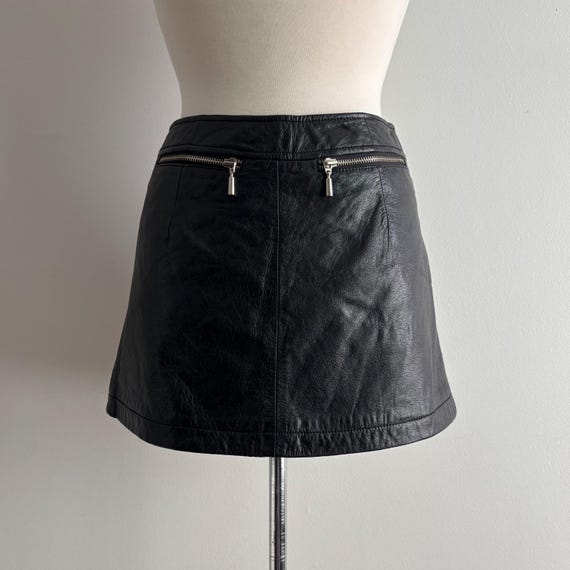 Vintage 90s MS MAXIMA Black Leather Moto Mini Skirt 4