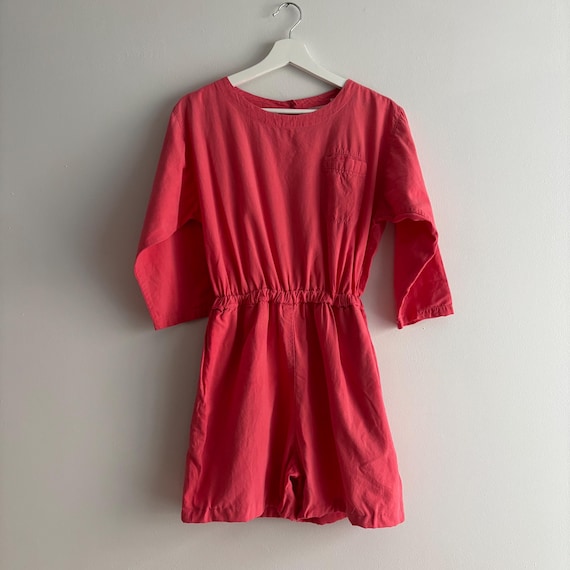 Vintage 90s Pink 100% Cotton Shorts Jumpsuit / S