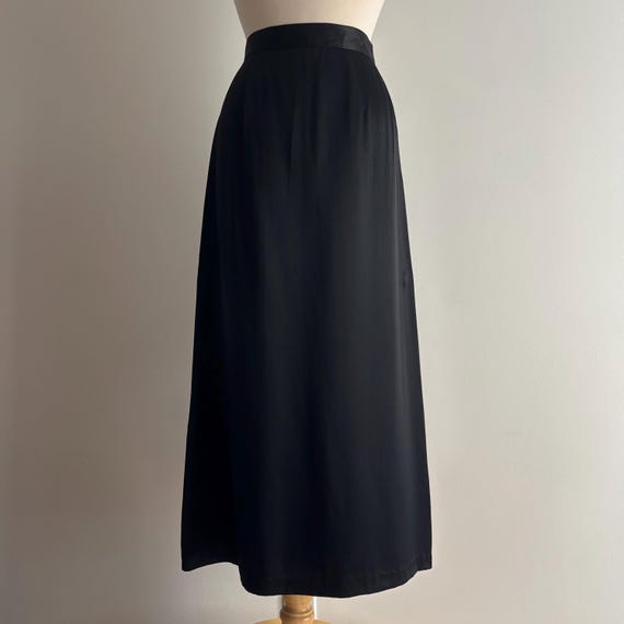 Vintage 90s Black Satin Maxi Skirt Minimalist High Waist / 27 waist