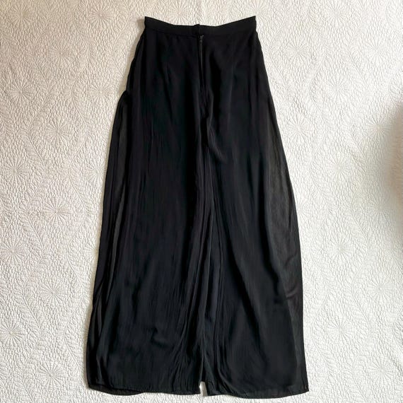 Vintage CACHÉ Tadashi Shoji Sheer Panel Black Pants - 90s Rayon