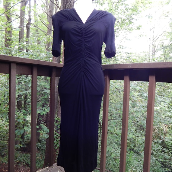 1940's Inky Slinky Black Swing Dress