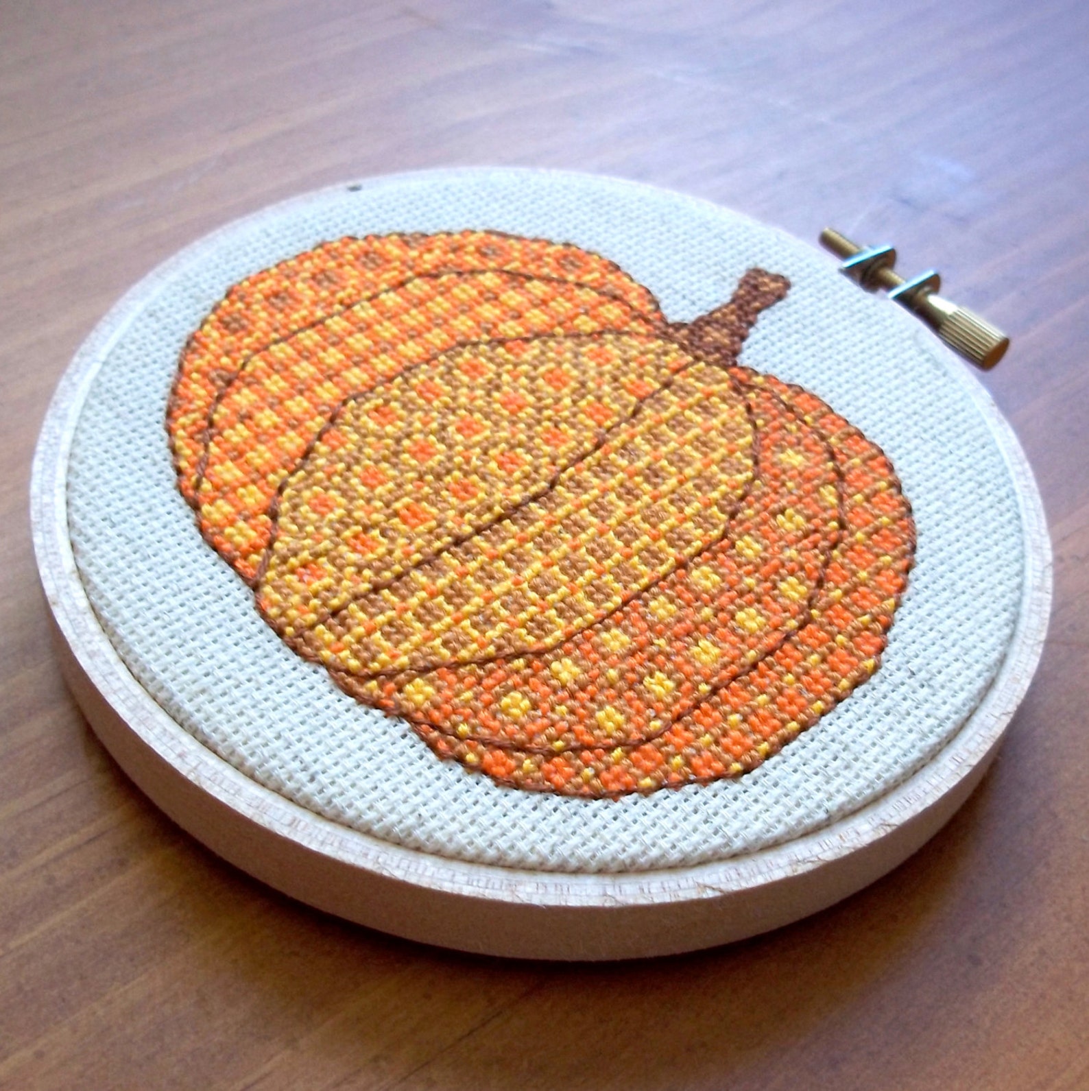 Patchwork Pumpkin Cross Stitch Pattern Digital Download