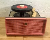 1954 RCA Victor 45rpm Portable Record Player, Full Restoration, 7EY1-JF Coral Charcoal Grey