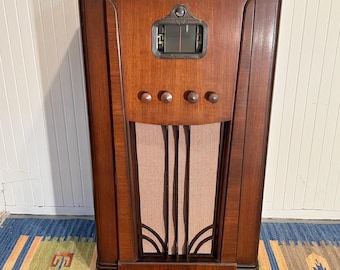 1936 Airline Movie Dial Radio: AM Shortwave MP3/Bluetooth Console Radio, Full Elec Restoration.  Pickup, PNW Delivery, U-Ship