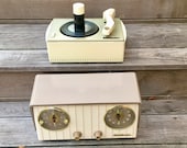 1954 RCA Victor Clock Radio and 45rpm Phonograph, Elec Restored, Mid Century Modern Duo