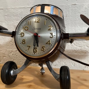 1940s Mastercrafters Sessions Airplane Clock Light, Nicely Working, Brown Bakelite image 2